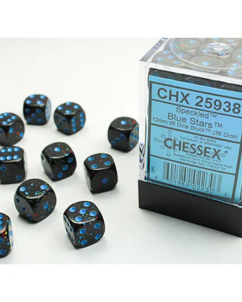 Chessex Dice: Speckled 12mm D6 (36) - Blue Stars