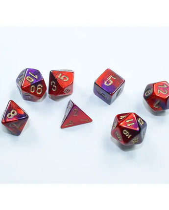 Chessex Dice: Mini 7-Die RPG Set - Gemini: Purple-Red/Gold