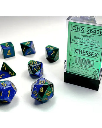 Chessex Dice: Gemini 7-Die RPG Set - Blue Green/Gold