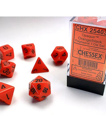 Chessex Dice: Opaque 7-Die RPG Set - Orange/Black