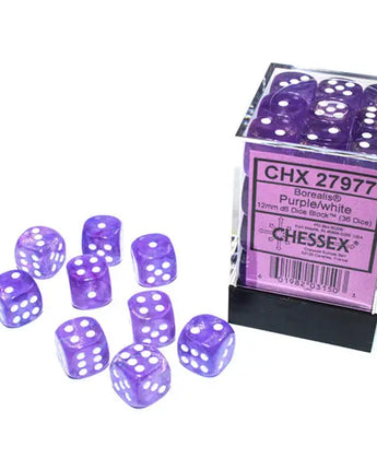 Chessex Dice: Special 12mm D6 (36) - Borealis: Purple/White
