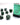 Chessex Dice: Gemini 7-Die RPG Set - Black-Grey/Green