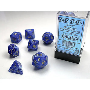 Chessex Dice: Gemini 7-Die RPG Set - Vortex: Blue/Gold