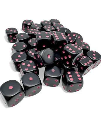 Chessex Dice: Opaque 12mm D6 (36) - Black/Pink