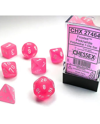 Chessex Dice: 7-Die RPG Set - Frosted: Pink/White