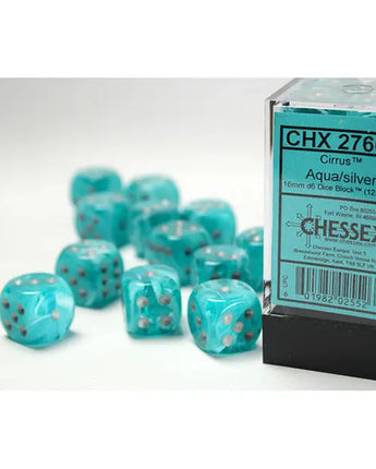Chessex Dice: Special 16mm D6 (12) - Cirrus: Aqua/Silver