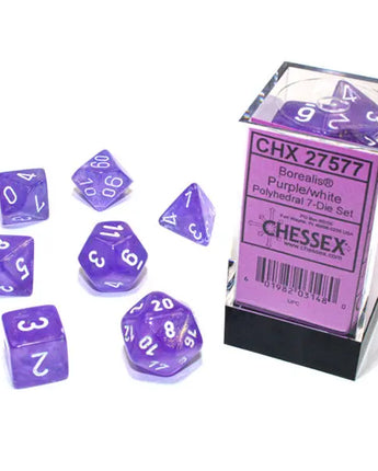 Chessex Dice: Luminary 7-Die RPG Set - Purple/White