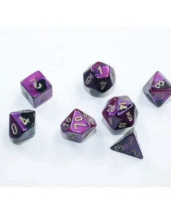 Chessex Dice: Mini 7-Die RPG Set - Gemini: Black-Purple/Gold