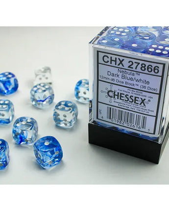 Chessex Dice: Special 12mm D6 (36) - Nebula: Dark Blue/White