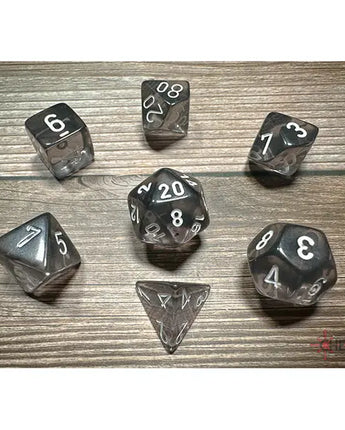 Chessex Dice: Translucent 7-Die RPG Set - Smoke/White