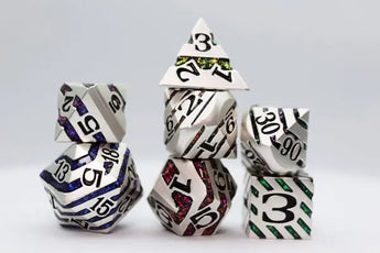 Foam Brain Dice Set: Platinum With Rainbow Mica RPG Metal Dice Set (7)