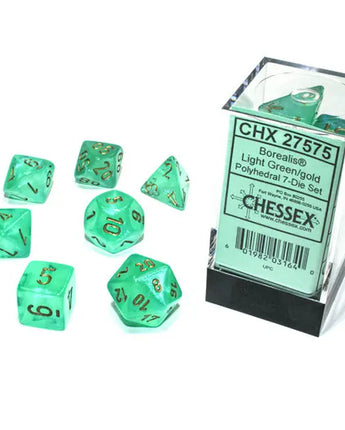 Chessex Dice: Luminary 7-Die RPG Set - Light Green/Gold