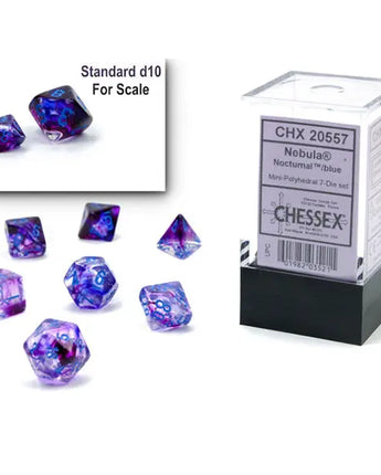 Chessex Dice: Mini 7-Die RPG Set - Luminary: Nocturnal/Blue