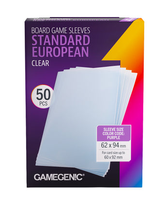 Board Game Sleeves Standard European Clear