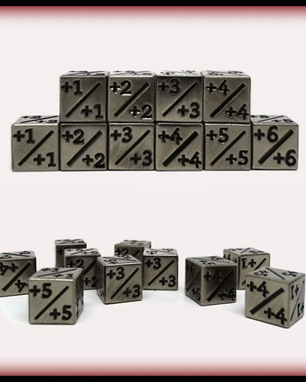 Metal Counter Dice (10) D6 - 12mm Legendary Silver Plus