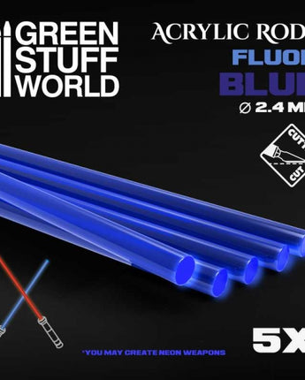 GSW: Acrylic Rods - Round 2.4 mm Fluor BLUE