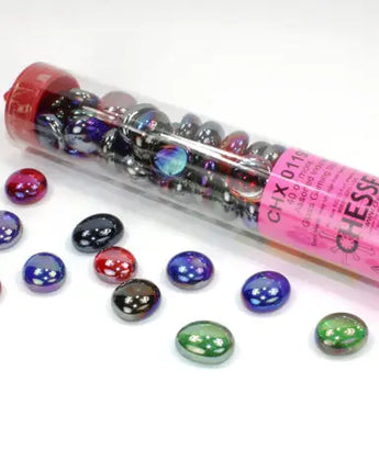 Glass Stones Gaming Tokens in 5.5` Tube (40) - Iridized Mixed Colors