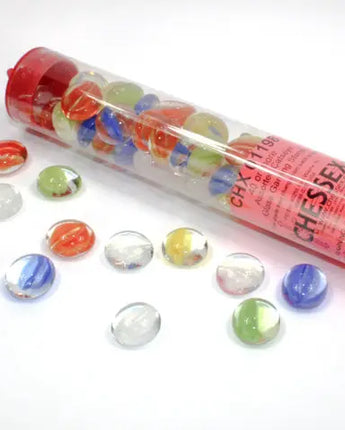 Glass Stones Gaming Tokens in 5.5` Tube (40) - Catseye Mixed Colors
