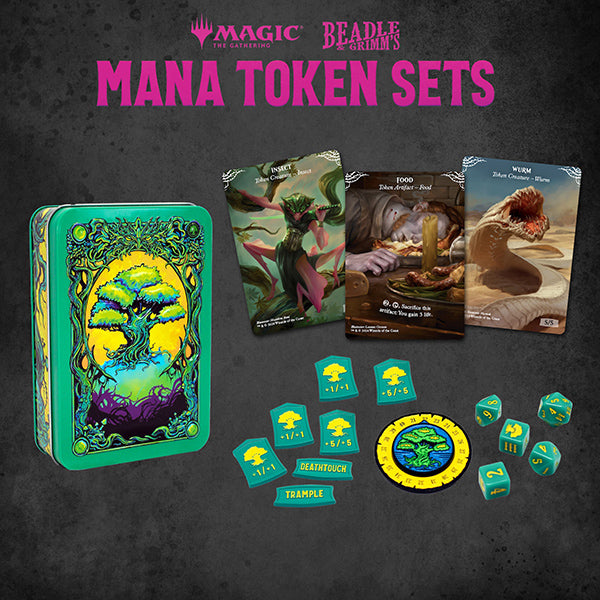 Load image into Gallery viewer, Beadle &amp; Grimms MTG Green Mana Metal Token Set
