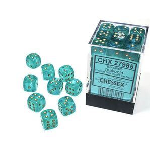 Chessex Dice: Special 12mm D6 (36) - Borealis: Teal/Gold 