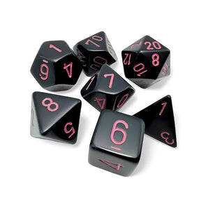 Chessex Dice: Opaque 7-Die RPG Set - Black/Pink 