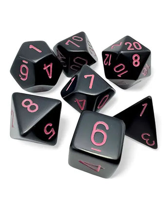 Chessex Dice: Opaque 7-Die RPG Set - Black/Pink 