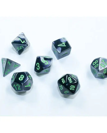 Chessex Dice: Mini 7-Die RPG Set - Gemini: Black-Grey/Green 