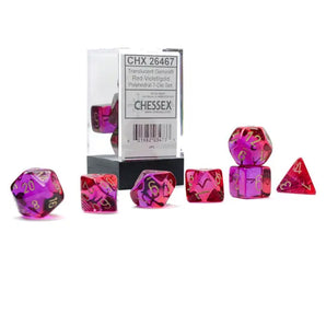 Chessex Dice: Translucent 7-Die RPG Set - Red-Violet/Gold 