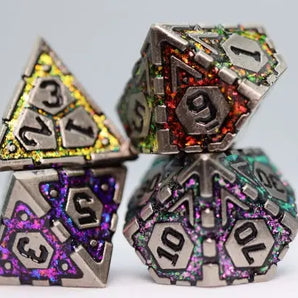 Foam Brain Dice Set: Ornate Rainbow Frame RPG Metal Dice Set (7) 