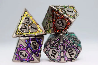 Foam Brain Dice Set: Ornate Rainbow Frame RPG Metal Dice Set (7) 