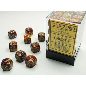 Chessex Dice: Special 12mm D6 (36) - Lustrous: Gold/Silver 