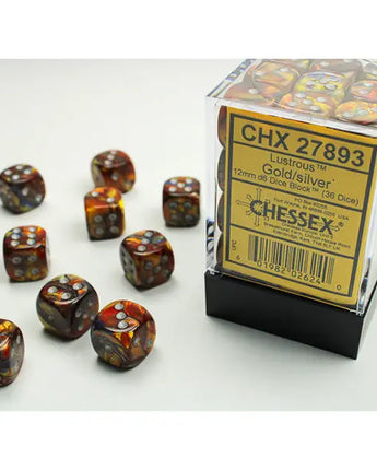 Chessex Dice: Special 12mm D6 (36) - Lustrous: Gold/Silver 