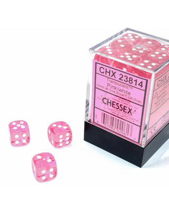 Chessex Dice: Translucent 12mm D6 (36) - Pink/White 