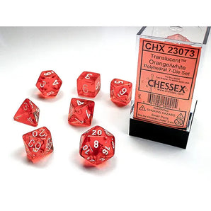 Chessex Dice: Translucent 7-Die RPG Set - Orange/White 