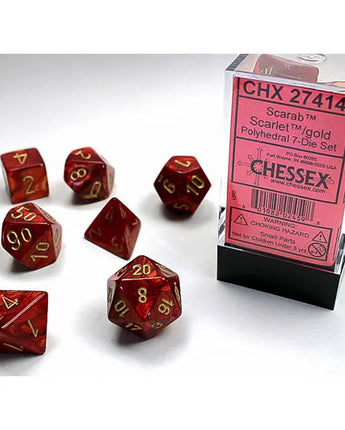 Chessex Dice: Gemini 7-Die RPG Set - Scarab: Scarlet/Gold 