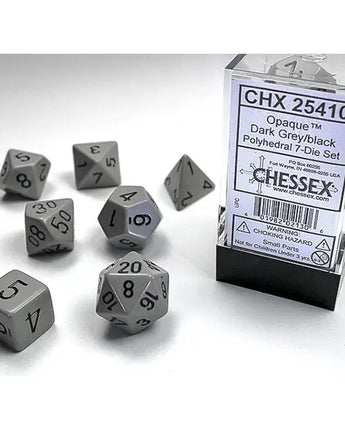 Chessex Dice: Opaque 7-Die RPG Set - Dark Grey/Black 