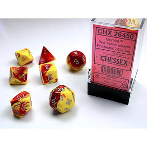 Chessex Dice: Gemini 7-Die RPG Set - Red-Yellow/White