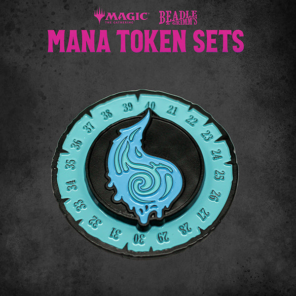 Load image into Gallery viewer, Beadle &amp; Grimms MTG Blue Mana Metal Token Set
