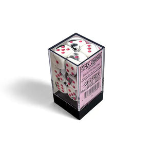 Chessex Dice: Gemini 16mm D6 (12) - Black-White/Pink 