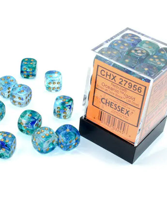 Chessex Dice: Special 12mm D6 (36) - Nebula: Oceanic/Gold 
