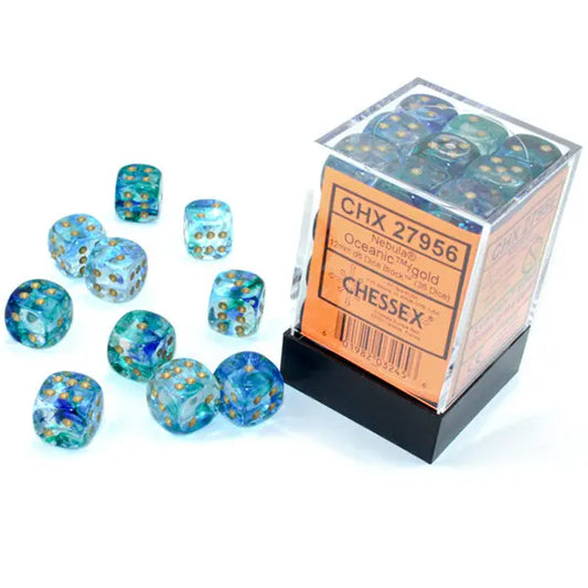 Chessex Dice: Special 12mm D6 (36) - Nebula: Oceanic/Gold 