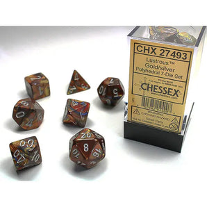Chessex Dice: 7-Die RPG Set - Lustrous: Gold/Silver 