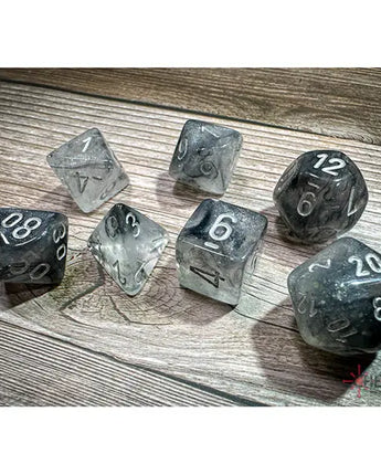 Chessex Dice: Luminary 7-Die RPG Set - Light Smoke/Silver 