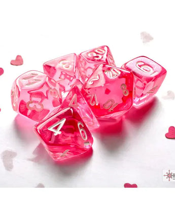 Chessex Dice: Mini 7-Die RPG Set - Translucent: Pink/White 