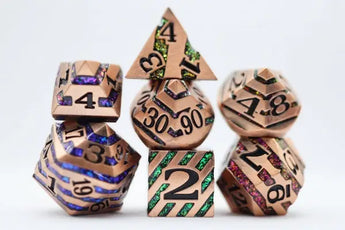 Foam Brain Dice Set: Copper With Rainbow Mica RPG Metal Dice Set (7) 