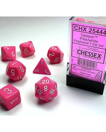 Chessex Dice: Opaque 7-Die RPG Set - Pink/White 