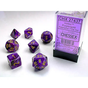 Chessex Dice: Gemini 7-Die RPG Set - Purple/Gold 