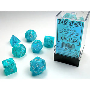 Chessex Dice: 7-Die RPG Set - Cirrus: Aqua/Silver 