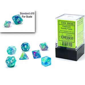 Chessex Dice: Mini 7-Die RPG Set - Festive: Waterlily/White 