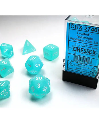 Chessex Dice: 7-Die RPG Set - Frosted: Teal/White 